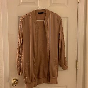 Carli BybelxMissguided Collab Rose Gold bomber